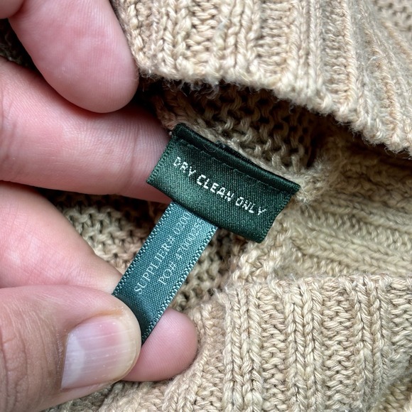 Ralph Lauren Sport Sweater Women Large Cable Tan Brown Cardigan Button - Picture 3 of 12